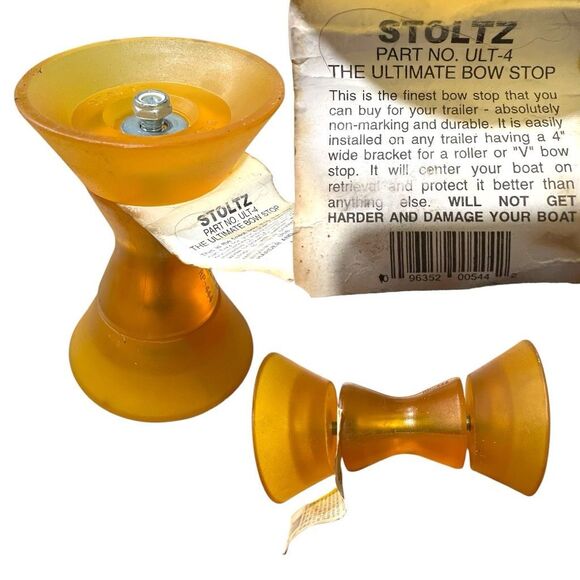 NWT STOLTZ Marine Hourglass Bow Stop Trailer Assembly Amber Size 4" Non Marking - Picture 1 of 5